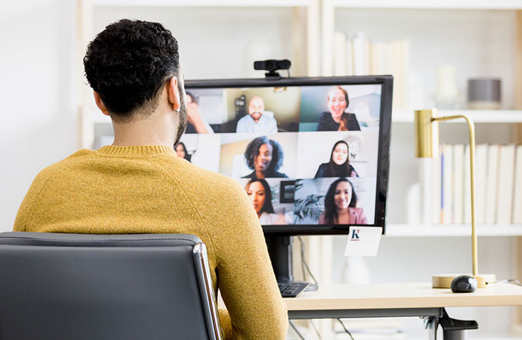 man on Zoom call providing executive search solutions